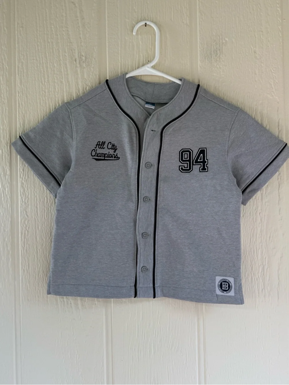 Old Navy Gray Baseball Jersey Top with Black Trim
